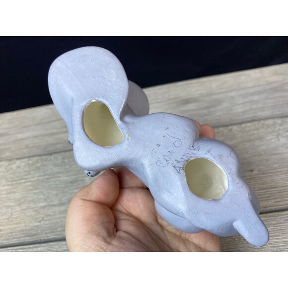 Vtg Hand Painted Ceramic Mouse Figurine Laying Lazy Seductive Gray Big Ears 6” - Picture 7 of 9